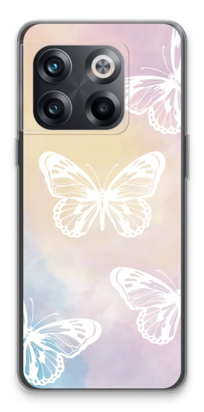 Case Company® - Hoesje geschikt voor OnePlus 10T hoesje - White butterfly - Soft Cover Telefoonhoesje - Bescherming aan alle Kanten en Schermrand