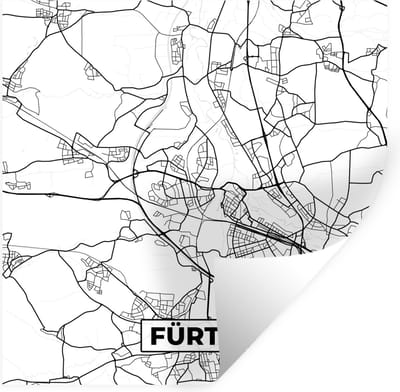 Muurstickers - Sticker Folie - Kaart - Fürth - Plattegrond - Stadskaart - 100x100 cm - Plakfolie - Muurstickers Kinderkamer - Zelfklevend Behang XXL - Zelfklevend behangpapier - Stickerfolie