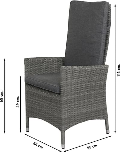 Timber organic grey/Alma 210 cm. tuinset - 7-delig verstelbaar