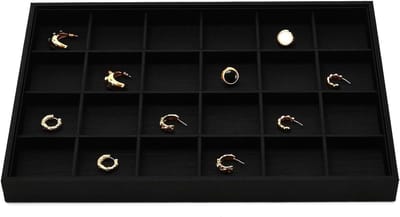 Juwelentray - Opbergbakje Sieraden - Sieraden Organiseren - 24 Vakjes - 35 x 24 cm - Zwart