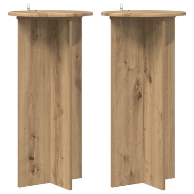vidaXL - Plantenstand - 2 - st - Artisanaal - eiken - 40 - x - 40 - x - 80 - cm - Bewerkt - hout