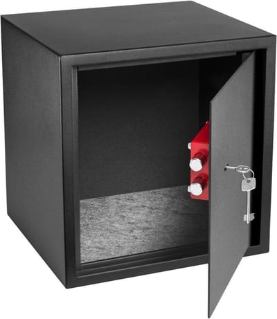 White-label Kluis met Vingerafdruk - Brandwerend - Safe met Noodsleutel - 38x35x35cm - Zwart