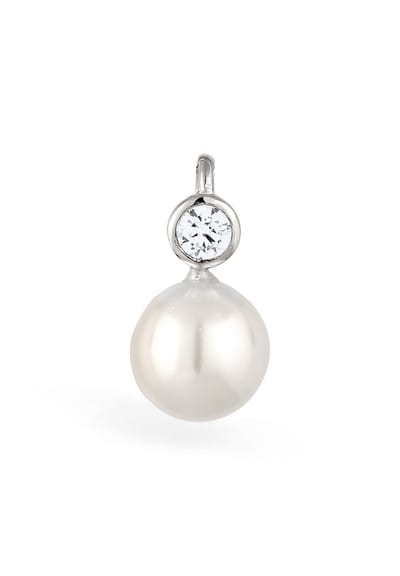 Nenalina - Hanger - Dames Hanger Rond Sprankelend met Zirconia en Schelp Kern Parel in 925 Sterling Zilver - Dames