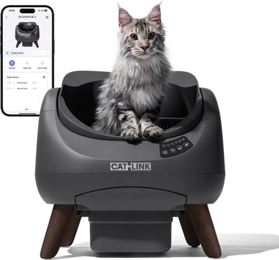 Catlink Open X - Zelfreinigende Open Kattentoilet Automatische Slimme Kattenbak met APP-bediening 12L Capaciteit - grijs