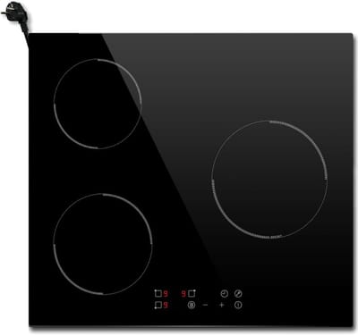 SP® Inductie Kookplaat - Ingebouwde Inductiekookplaat - Inductiekookplaat met 3 Kookzones - Zwart - 59cm x 52cm x 6cm