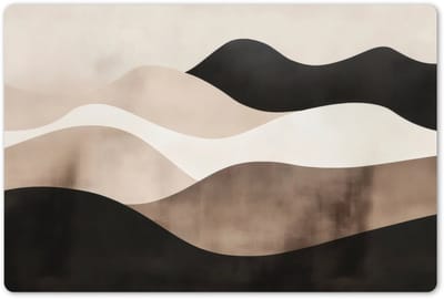 Placemats 45x30 cm - Placemat kunststof - 1 stuk - Abstract - Landschap - Golven - Crèmekleur - Borden onderleggers - Decoratie voor op tafel - Keuken tafeldecoratie accessoires - Vinyl onderlegger - Tafelversiering