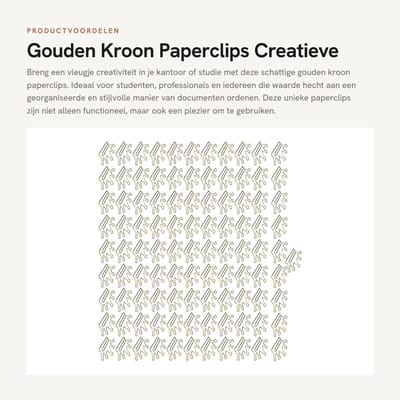 Dailygoods- Kroonpaperclips 100 stuks - Gouden Paperclips - Creatieve Bladwijzers - Notitieclips - Documentmarkering - Lichtgewicht Metaal