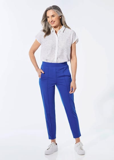 Wijde broek SARA van viscose-jersey - koningsblauw - Gr. 38 van Goldner Fashion