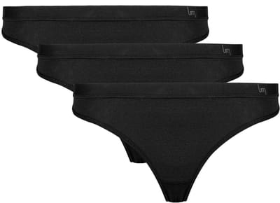 Undiemeister Bikini Slip Dames 3-Pack Slim Fit Platte Naden Tencel Ondergoed - Volcano Ash (Zwart) - Maat S