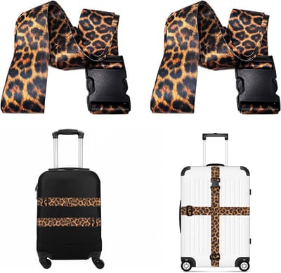 Verstelbare Leopard Bagagestraps, 2 Stuks, Ideaal voor Reisbagage en Koffers, Stevige Sluiting en Duurzaam Ontwerp