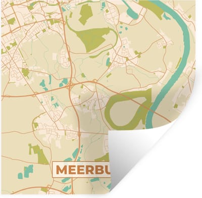 Muurstickers - Sticker Folie - Meerbusch - Plattegrond - Stadskaart - Kaart - Vintage - 100x100 cm - Plakfolie - Muurstickers Kinderkamer - Zelfklevend Behang XXL - Zelfklevend behangpapier - Stickerfolie