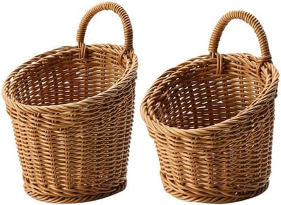 Allecto Plus - 2 stuks rotan opbergmand voor uien en knoflook met medium afmeting voor bloemen en boodschappenbos