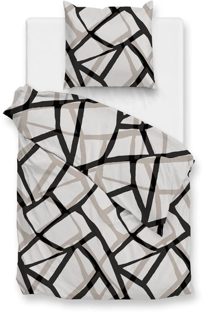 Zohome Serena Dekbedovertrek - Grijs - Eenpersoons - Dekbedhoes van 100% Katoen-Flanel - Abstract - 140x220 + 1 sloop 60/70 cm - AW25