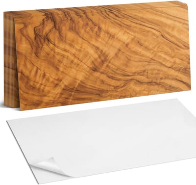 Coloray Plaktegels - Natuurlijk houtpatroon Zelfklevende Wandtegels - 40 cm x 20 cm - Bruin Plaktegels - 10 stuks - Rechthoek PVC Tegels - Plaktegels Badkamer - Vloertegels Zelfklevend - Vinyltegels Vloer Zelfklevend - Portugese Tegels