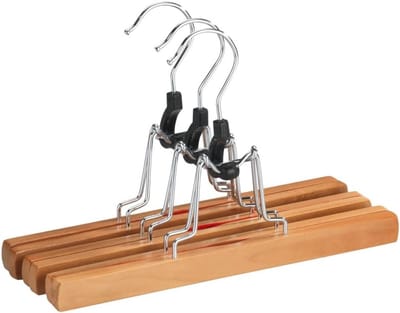 Famanu – Houten broekklemhangers, set van 3, compact en ruimtebesparend