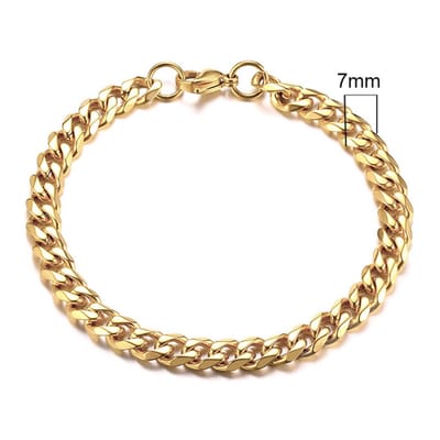 Zilverkleurige Roestvrij Stalen Armband 7mm - goud - LMPiercings