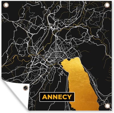 Tuin poster Annecy - Plattegrond – Stadskaart – Frankrijk - Kaart - 200x200 cm - Tuindoek
