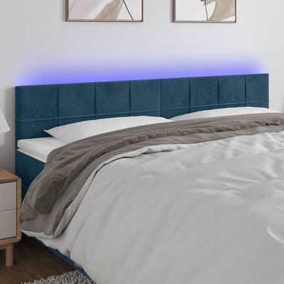 vidaXL - Hoofdbord - LED - 200x5x78/88 - cm - fluweel - donkerblauw