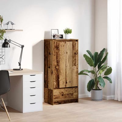 vidaXL - Kast - met - lade - 55,5x34x119,5 - cm - spaanplaat - hout - oud - hout