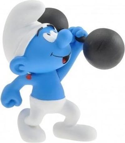 Gewichtheffer smurf - kunsthars verzamelfiguur  (10 cm)