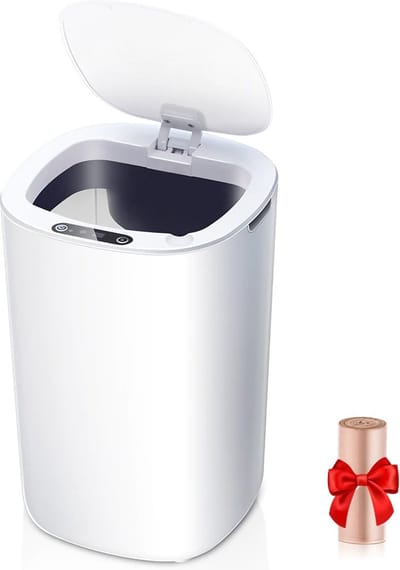 Touch Prullenbak - Intelligente AI Vuilnisbak - Sensor - Buiten & Binnen - 9 Liter - Wit - Touch Deksel - Toilet - Badkamer