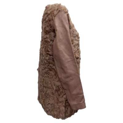 Maje getextureerde shearlingjas van roze lamsleer