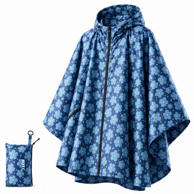 BOTC Poncho - Regenponcho - Fietsponcho Fiets - Met opbergtas - Unisex - Dames & Heren - Waterdicht - Bloemen