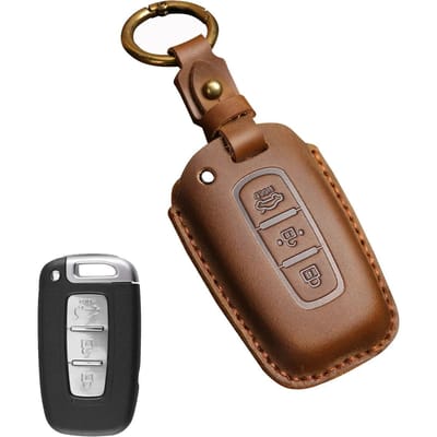 Étui pour clé de voiture Pour Hyundai Ix35 Elantra Sonata 8 9 Pour Kia Sportage K5 K2 Sorento Optima Forte   2013 2014 2012 2011 Housse brown