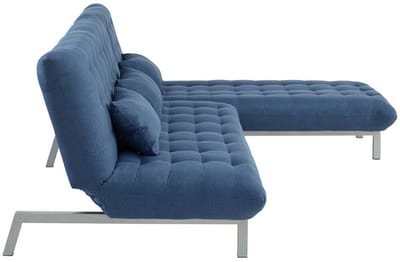 Vente-unique Moduleerbare bedbank in stof HORNET - Blauw
