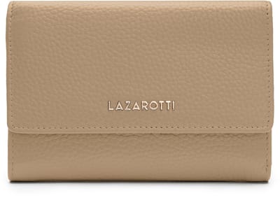 Lazarotti Leren portemonnee Bologna Leather Zip Wallet With 15 Card Slots Sand beige