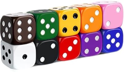 Dobbelstenen Set van 10 - Kleurrijk - 6-zijdig - Acryl - Tafelspellen - Educatieve Activiteiten - 16 mm - Speeldobbelstenen