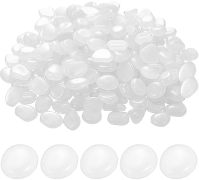 330 stuks Witte Glow-in-the-Dark Stenen, Muggelstenen, Decoratieve Tuinstenen, Fluorescerende Kiezels, Glow Stenen voor Tuin Decoratie, Aquariumdecor, Balkon, Gras, Paden