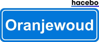 Hacebo - Plaatsnaam Sticker - 29x10 CM - Oranjewoud sticker - Verkeersborden sticker - grappige cadeaus - Oranjewoud
