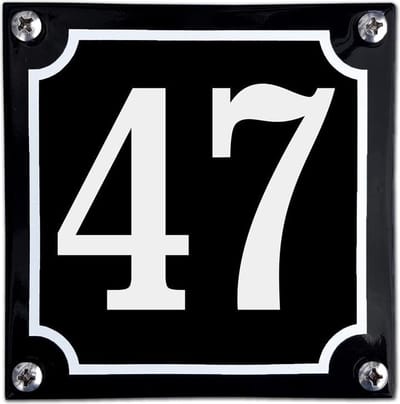 Zwart emaille huisnummer  - 47
