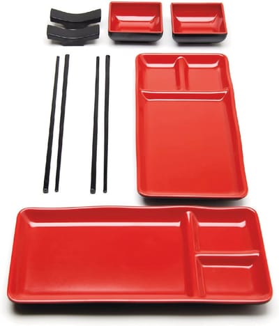 Complete 8-delige Sushi Gerechten Set - Inclusief Borden, Sojasauskommen en Eetstokjes