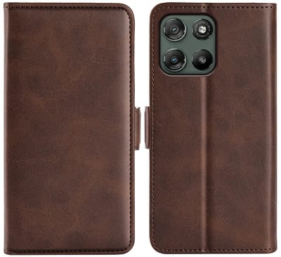 MobyDefend Hoesje - Geschikt voor Motorola Moto G57 Power - Luxe Wallet Book Case (Sluiting Zijkant) - Bruin