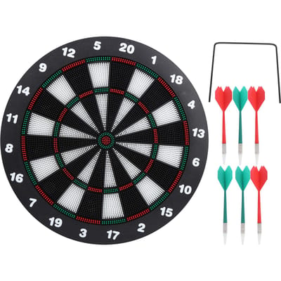 Cible de fléchettes sécurisée de 16,5 pouces avec jeu de 6 fléchettes réutilisable pour les jeux de divertissement de loisirs, les fêtes, les bars