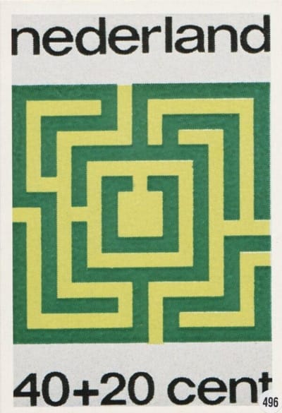 Briefkaart met afbeelding Doolhof postzegel