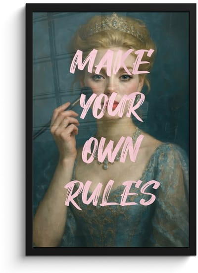 Poster in lijst - Fotolijst 40x60 cm - Posters - Klassiek - Sierlijk - Roze - Posterlijst zwart - Decoratie - Wanddecoratie woonkamer - Muurdecoratie slaapkamer