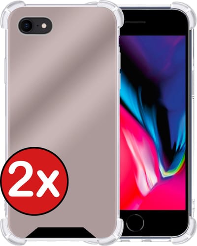 Hoesje - 2 Stuks - Geschikt voor Apple iPhone SE (2022) - Sterk & Shockproof - Back Cover - Siliconen Case - Telefoon Hoes Shock Proof - Telefoonhoes - Rosé goud