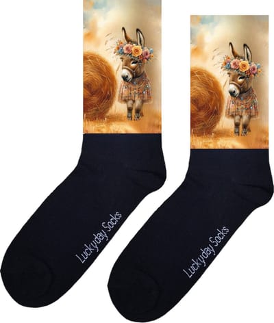 Ezel - Verjaardag cadeau - Grappige sokken - Print sokken - Leuke sokken voor heren en dames - Moederdag - Vaderdag - Cadeau voor hem en haar - Kerstcadeau - Vrolijke sokken - Hooibaal - Valentijns cadeau - Sokken waar je vrolijk van wordt - 37-44
