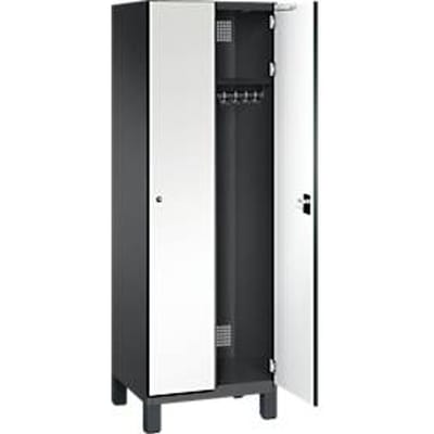 C+P locker Cambio, 2 vakken, op poten, B 600 x D 525 x H 1980 mm, zwart-grijs/wit
