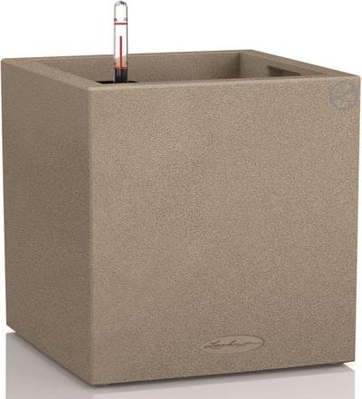 LECHUZA CANTO Stone 40 low - Plantenbak - met uitneembare binnenbak - met bewateringssysteem - ALL-IN-ONE set met LECHUZA-PON - zandbeige