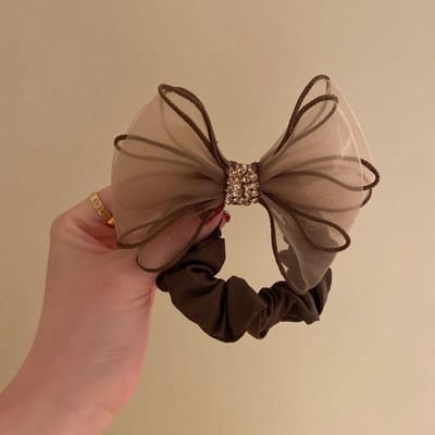 Nœuds élastiques pour cheveux pour femmes et filles, chouchous, bandeaux, rubans, nœuds, queue de cheval, accessoires pour cheveux brown