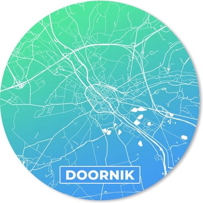 Muismat rond 20x20 cm - Mousepad Stadskaart - Doornik - Blauw - België - Ronde muismatten