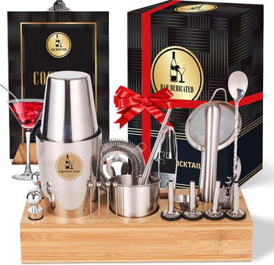 Bar Dedicated - Cocktail Shaker Set 23 Delig - Cocktail Shaker - 750 ML - Inclusief Nederlandstalige Cocktail boek - Stamper - Maatbeker - Cadeau