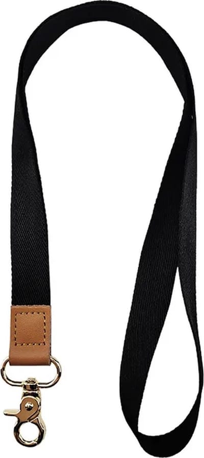 Travel Cords - Keycord Zwart - stevig lanyard - sleutelhanger - sleutelkoord - canvas - vegan leer - karabijnhaaksluiting metaal - sleutels