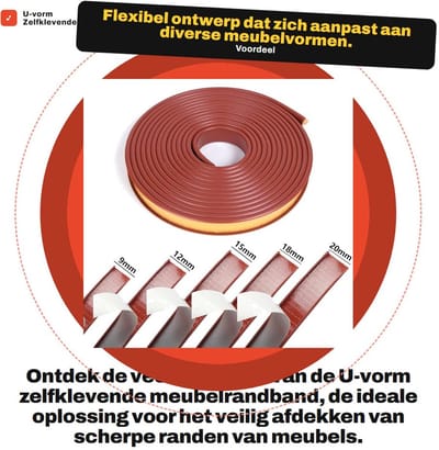 Dailygoods- Meubelrandband U-vorm - 5 meter - TPE-kunststof - Flexibel - Stootrand - Randbescherming Rubber - Ideaal voor scherpe randen