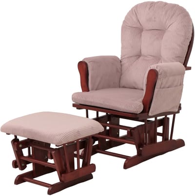 Relaxfauteuil MCW-C76, schommelstoel schommelstoel met kruk stoffen koord 320g/m² Oeko-Tex ~ roze donker frame
