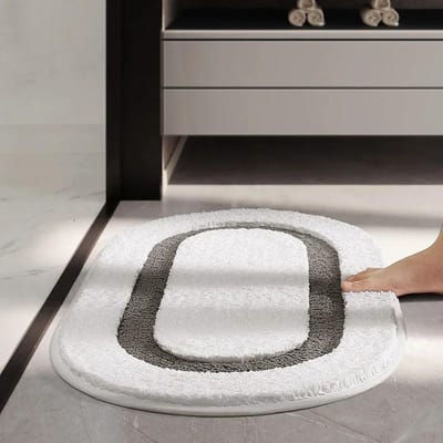 Luxe Gevlokte Badmat - Rechthoekig/Ovaal Antislip Badkamerkleed, Dik Supervezel Absorberend Tapijt voor Moderne Huisdecoratie 61x92cm